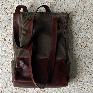 Moore & Giles Stylish Brown Leather and Canvas WINE Bag